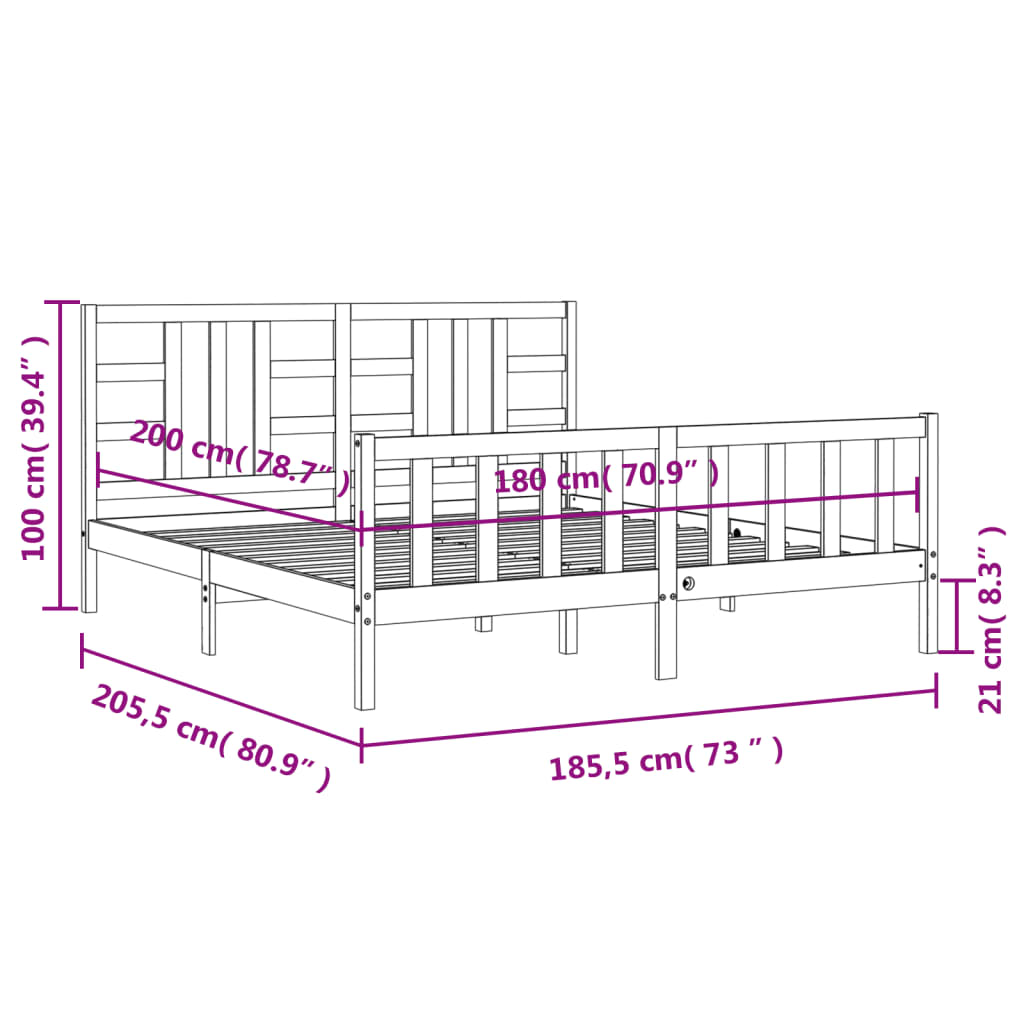 8720845971601_g_en_hd_10 vidaXL Bed Frame without Mattress Black 183x203 cm King Solid Wood Pine - Image 12