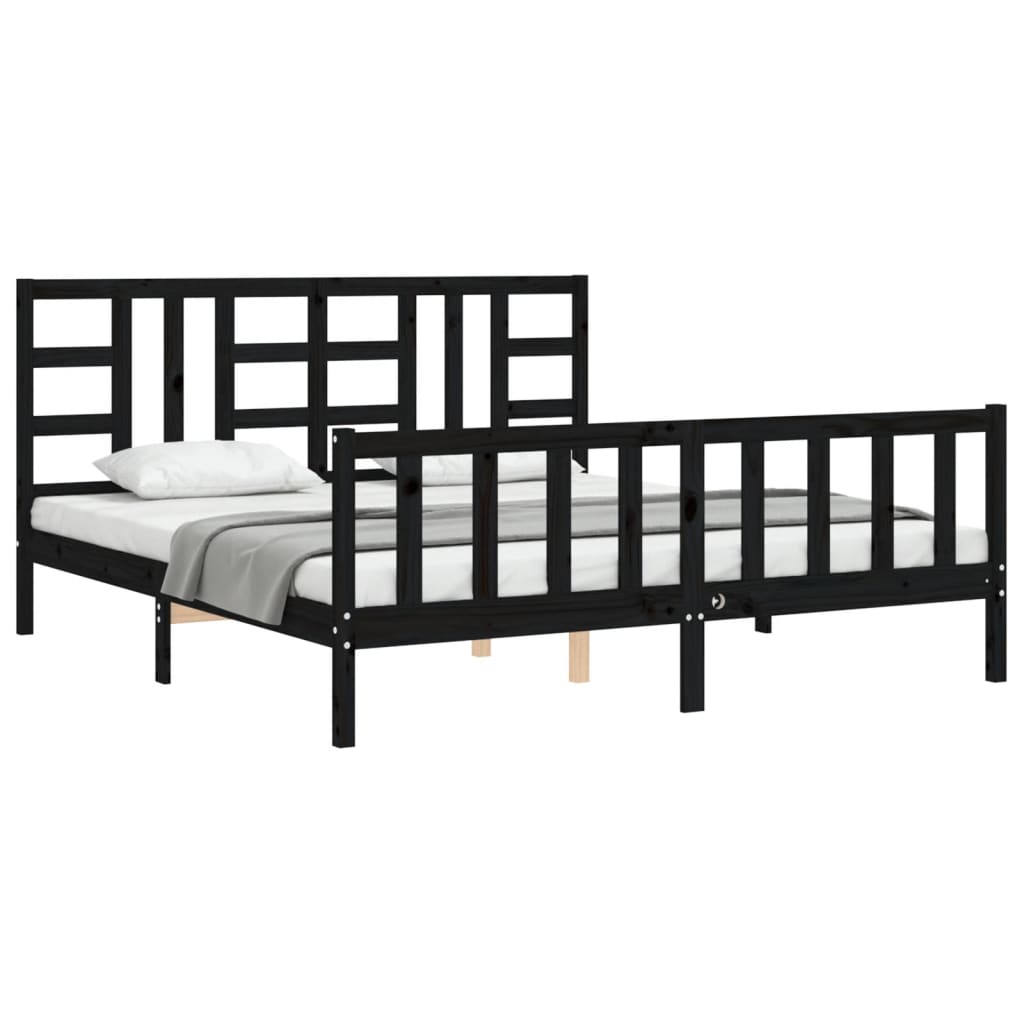 8720845971601_g_en_hd_2 vidaXL Bed Frame without Mattress Black 183x203 cm King Solid Wood Pine - Image 4