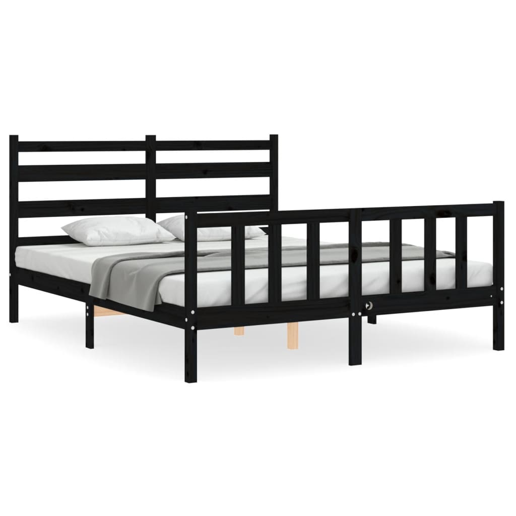 8720845972158_a_en_hd_1 vidaXL Bed Frame without Mattress Black 150x200 cm Solid Wood Pine - Image 2