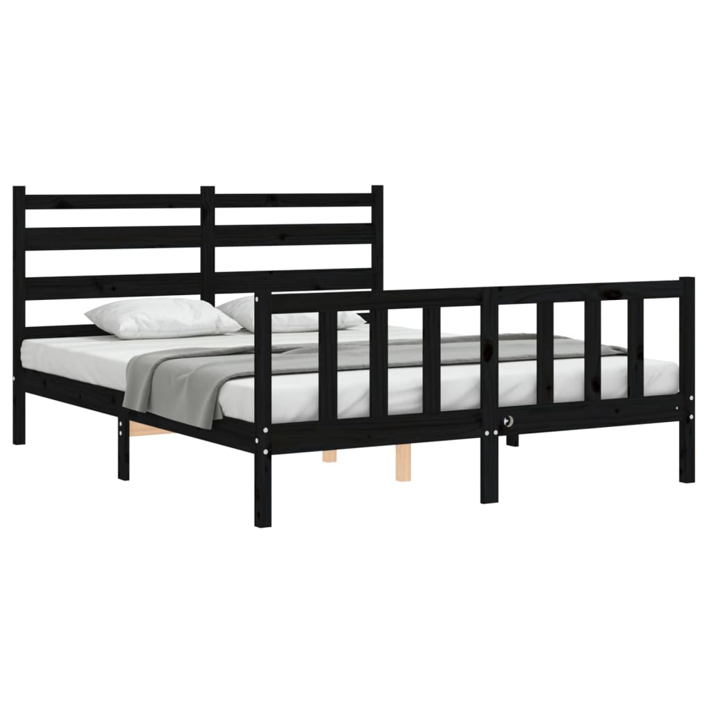 8720845972158_g_en_hd_1 vidaXL Bed Frame without Mattress Black 150x200 cm Solid Wood Pine - Image 3