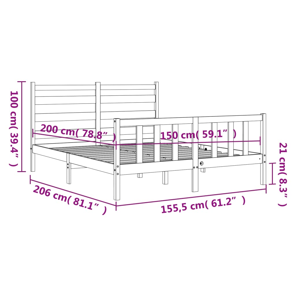 8720845972158_g_en_hd_10 vidaXL Bed Frame without Mattress Black 150x200 cm Solid Wood Pine - Image 12