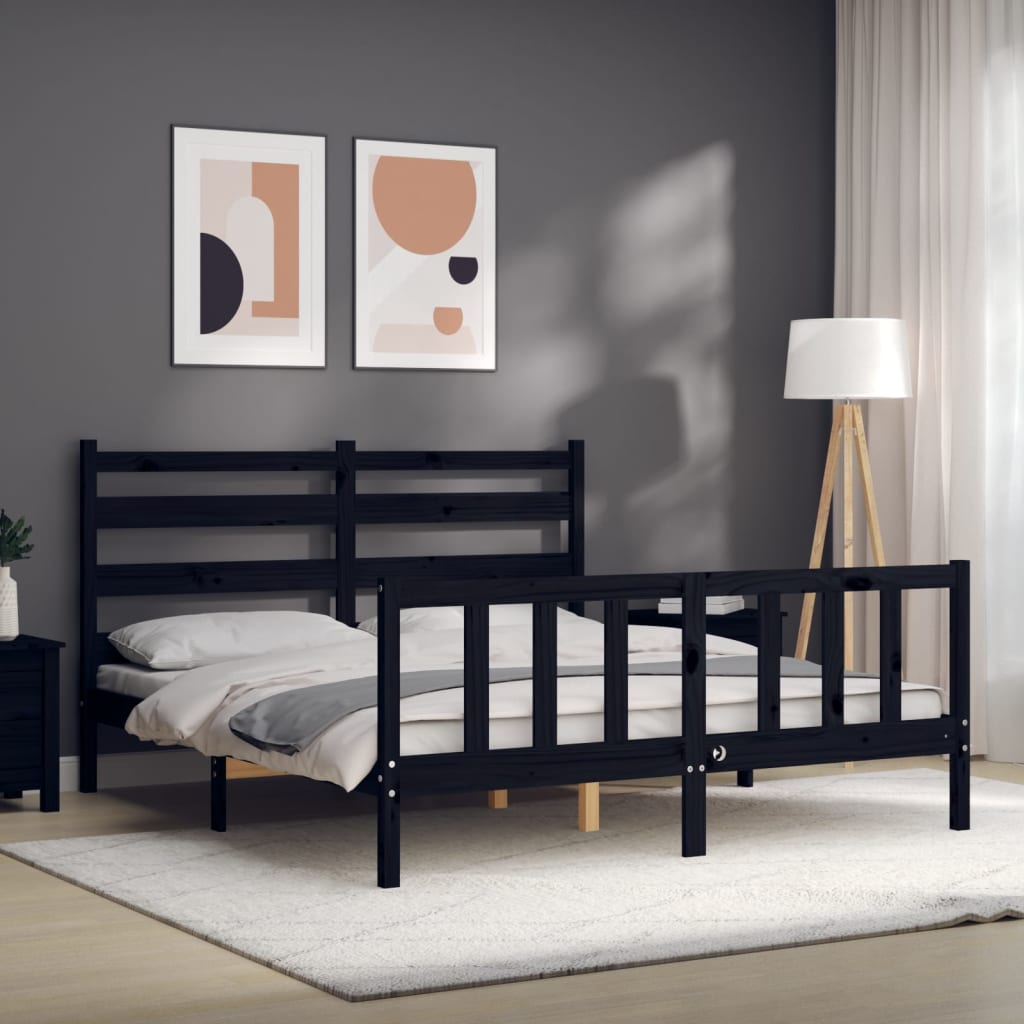 8720845972158_g_en_hd_2 vidaXL Bed Frame without Mattress Black 150x200 cm Solid Wood Pine - Image 4