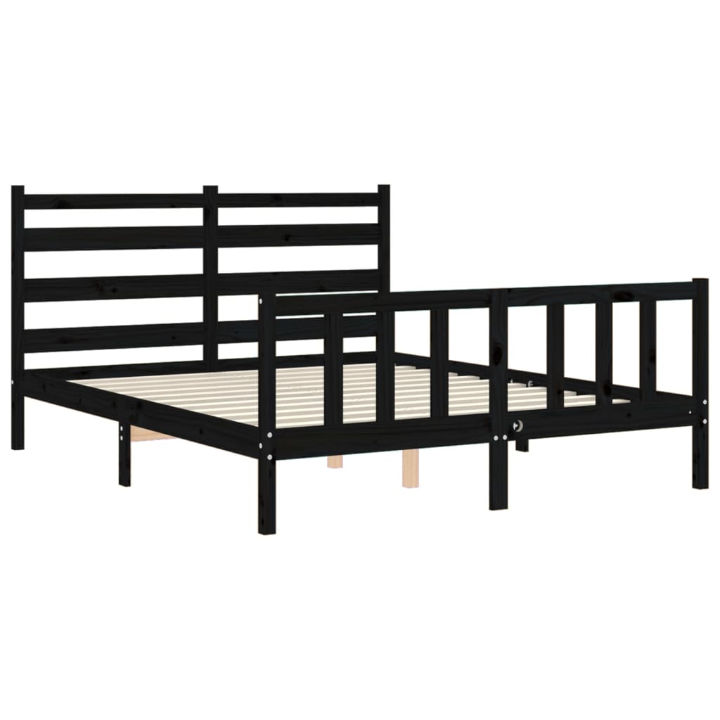 8720845972158_g_en_hd_3 vidaXL Bed Frame without Mattress Black 150x200 cm Solid Wood Pine - Image 5