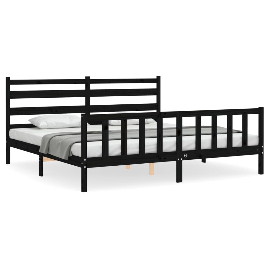 8720845972257_a_en_hd_1 vidaXL Bed Frame without Mattress Black 183x203 cm King Solid Wood Pine - Image 2