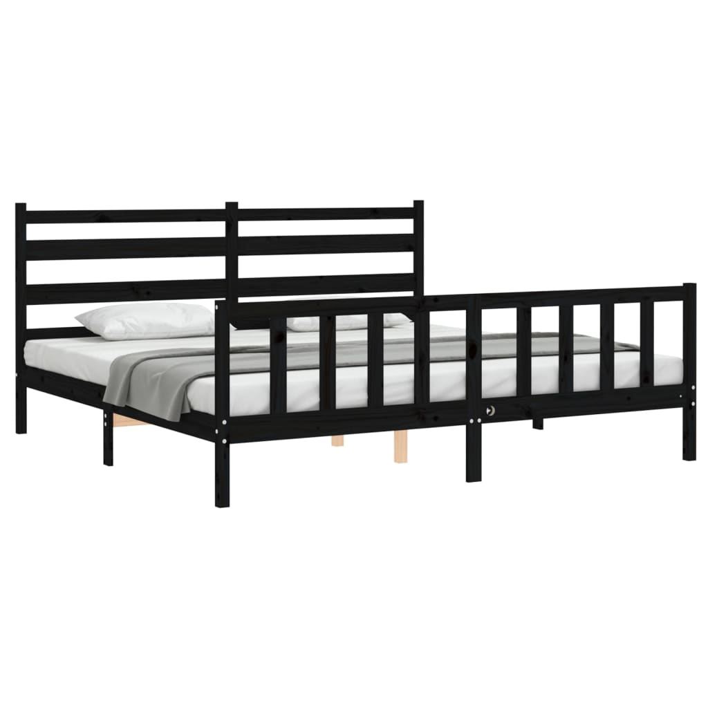 8720845972257_g_en_hd_1 vidaXL Bed Frame without Mattress Black 183x203 cm King Solid Wood Pine - Image 3