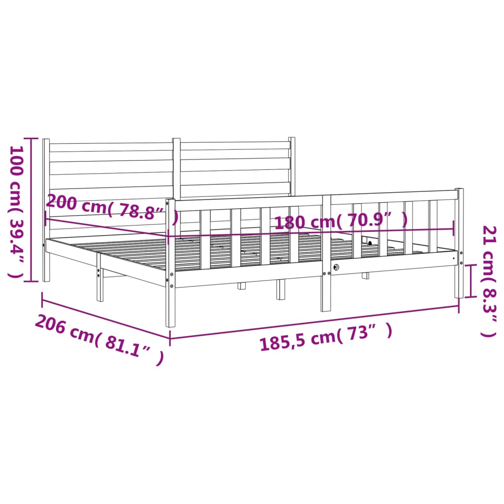 8720845972257_g_en_hd_10 vidaXL Bed Frame without Mattress Black 183x203 cm King Solid Wood Pine - Image 12