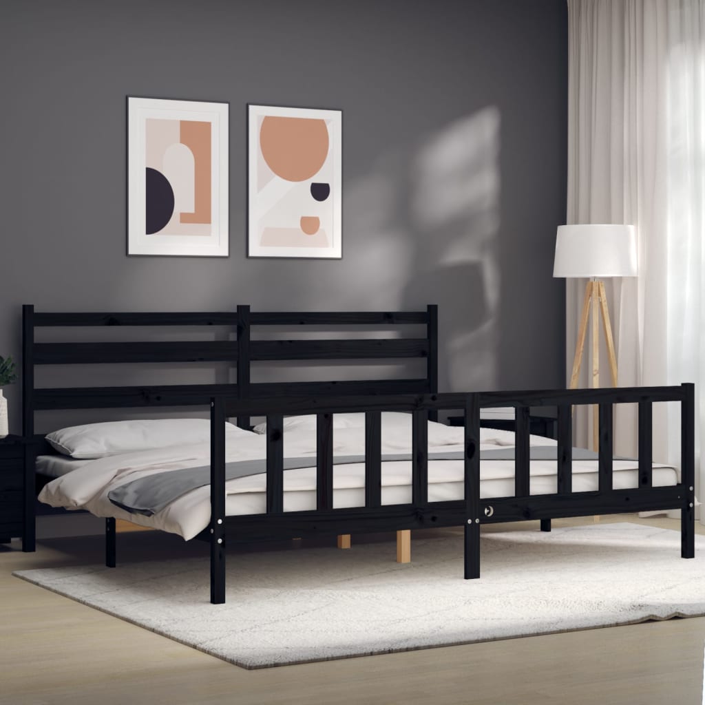8720845972257_g_en_hd_2 vidaXL Bed Frame without Mattress Black 183x203 cm King Solid Wood Pine - Image 4