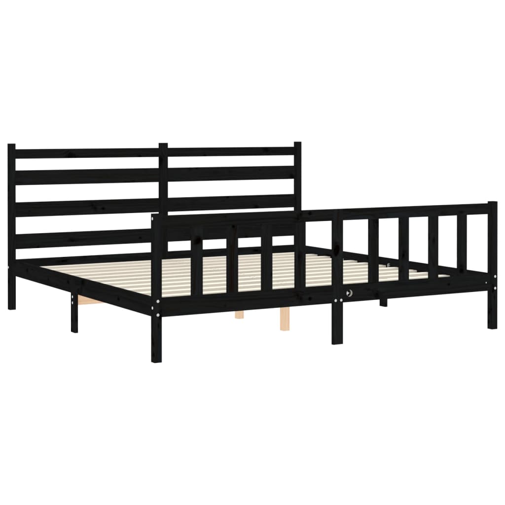 8720845972257_g_en_hd_3 vidaXL Bed Frame without Mattress Black 183x203 cm King Solid Wood Pine - Image 5