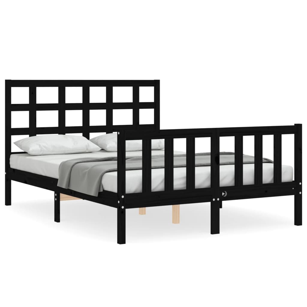 8720845972509_a_en_hd_1 vidaXL Bed Frame without Mattress Black 135x190 cm Solid Wood Pine - Image 2