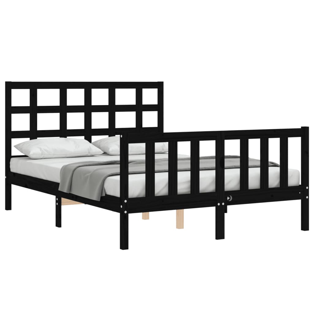 8720845972509_g_en_hd_1 vidaXL Bed Frame without Mattress Black 135x190 cm Solid Wood Pine - Image 3