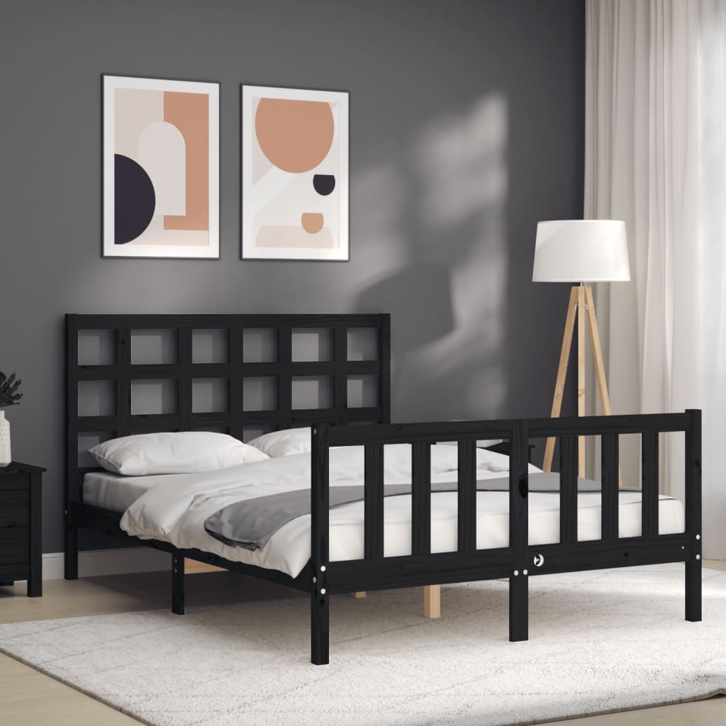 8720845972509_g_en_hd_2 vidaXL Bed Frame without Mattress Black 135x190 cm Solid Wood Pine - Image 4