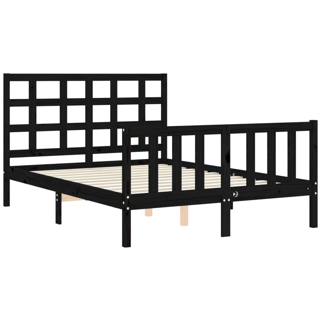 8720845972509_g_en_hd_3 vidaXL Bed Frame without Mattress Black 135x190 cm Solid Wood Pine - Image 5