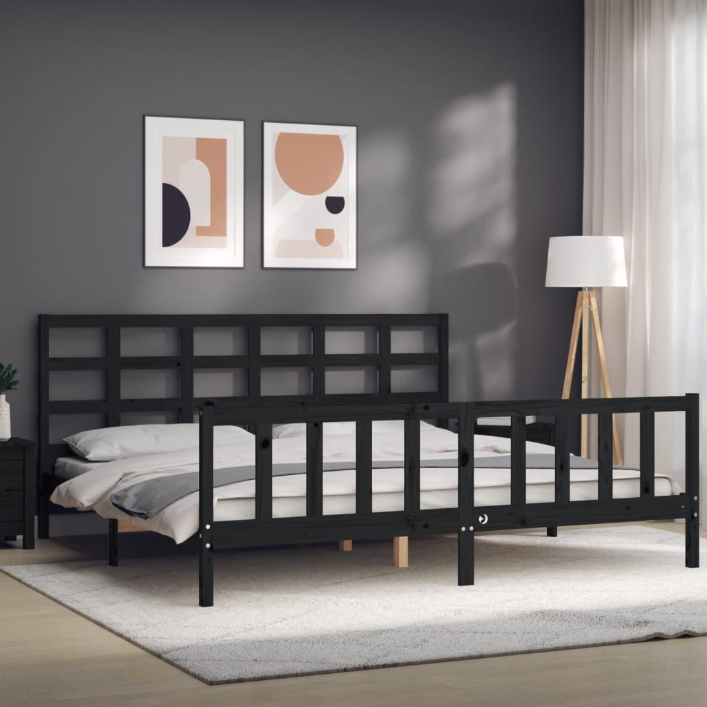 8720845972905_g_en_hd_2 vidaXL Bed Frame without Mattress Black 183x203 cm King Solid Wood Pine - Image 4