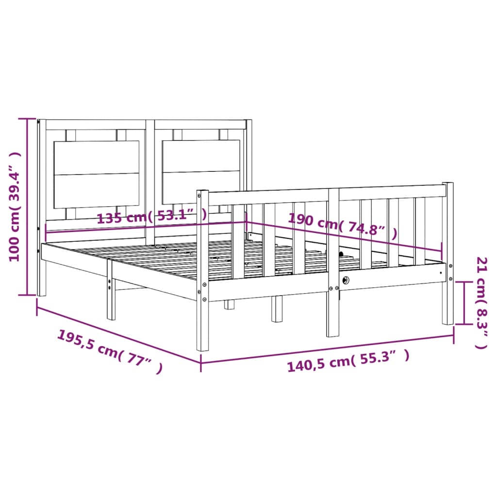 8720845973155_g_en_hd_10 vidaXL Bed Frame without Mattress Black 135x190 cm Solid Wood Pine - Image 12