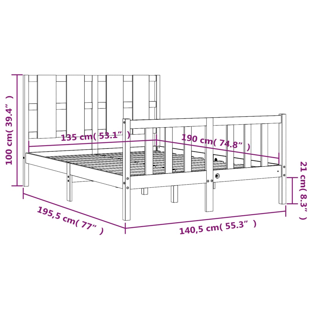 8720845973773_g_en_hd_10 vidaXL Bed Frame without Mattress White 135x190 cm Solid Wood Pine - Image 12
