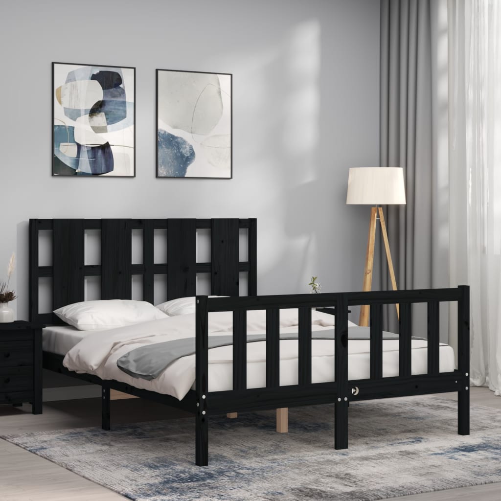 8720845973803_g_en_hd_1 vidaXL Bed Frame without Mattress Black 135x190 cm Solid Wood Pine - Image 3