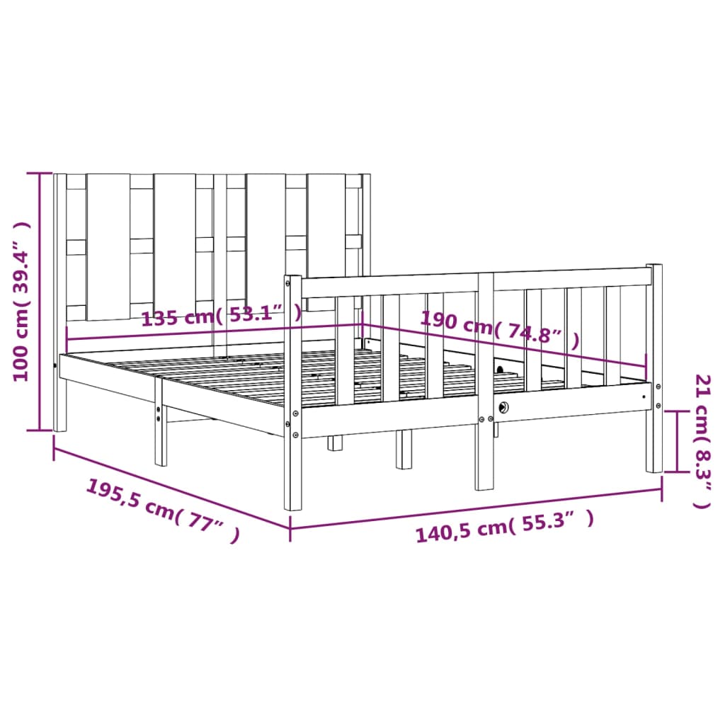 8720845973803_g_en_hd_10 vidaXL Bed Frame without Mattress Black 135x190 cm Solid Wood Pine - Image 12