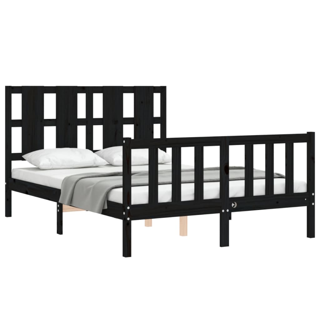 8720845973803_g_en_hd_2 vidaXL Bed Frame without Mattress Black 135x190 cm Solid Wood Pine - Image 4