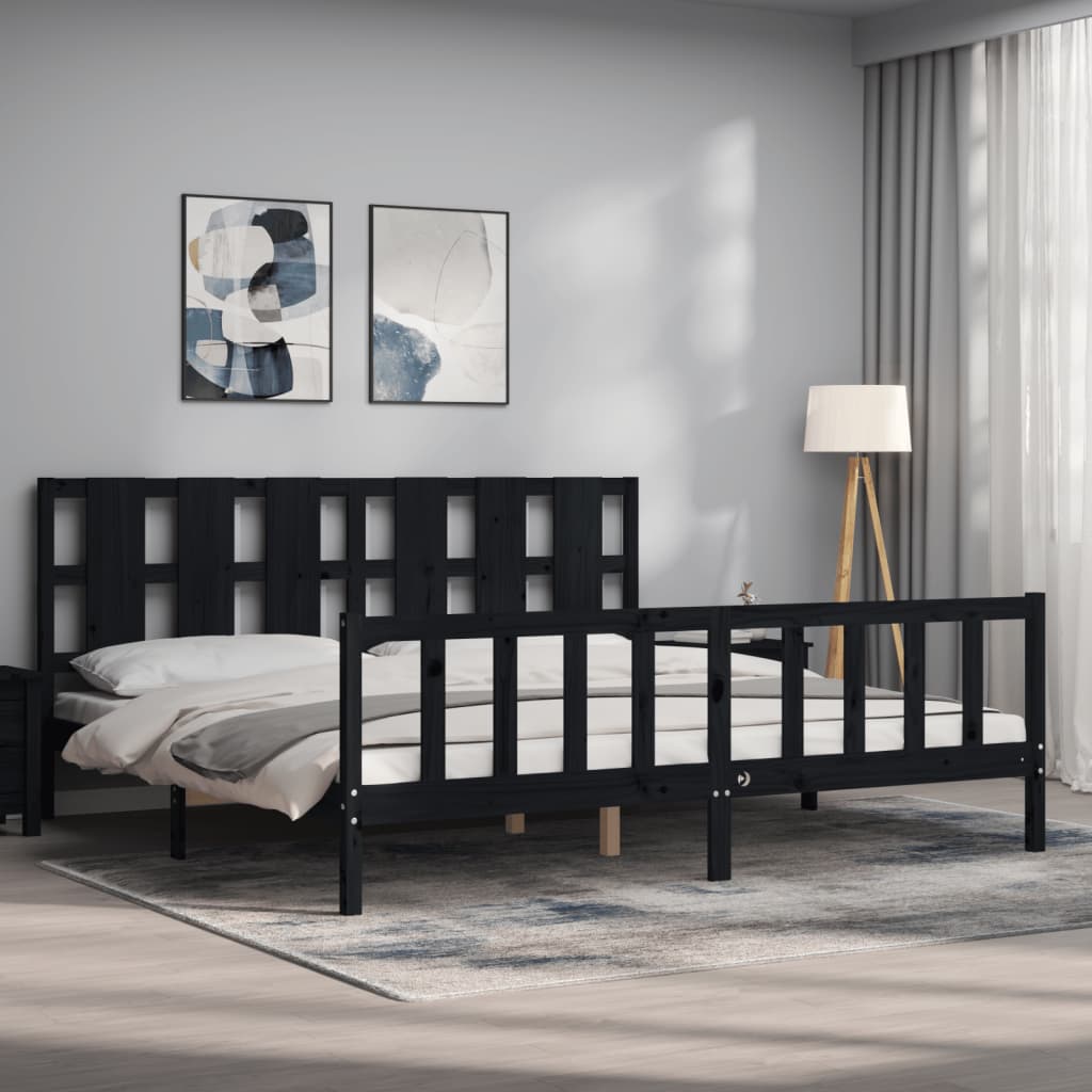 8720845974206_g_en_hd_1 vidaXL Bed Frame without Mattress Black 183x203 cm King Solid Wood Pine - Image 3