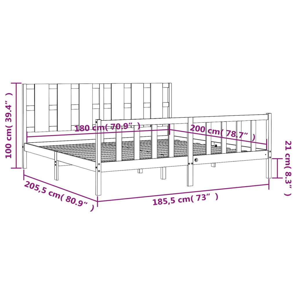 8720845974206_g_en_hd_10 vidaXL Bed Frame without Mattress Black 183x203 cm King Solid Wood Pine - Image 12