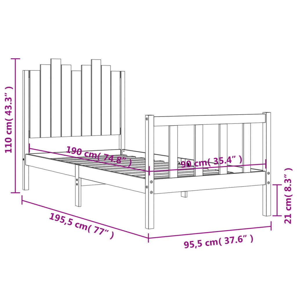 8720845974350_g_en_hd_10 vidaXL Bed Frame without Mattress Black 90x190 cm Solid Wood Pine - Image 12