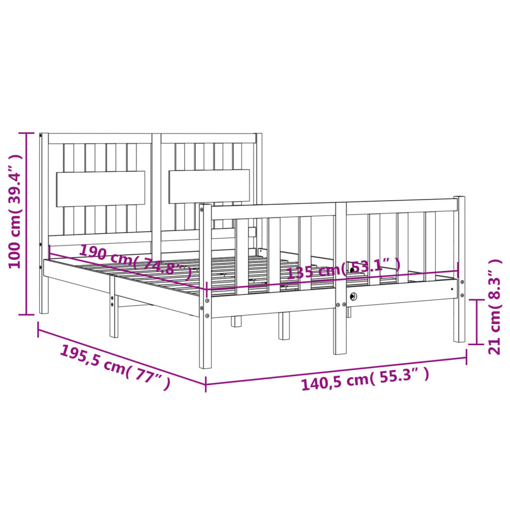 8720845975753_g_en_hd_10 vidaXL Bed Frame without Mattress Black 135x190 cm Solid Wood Pine - Image 12