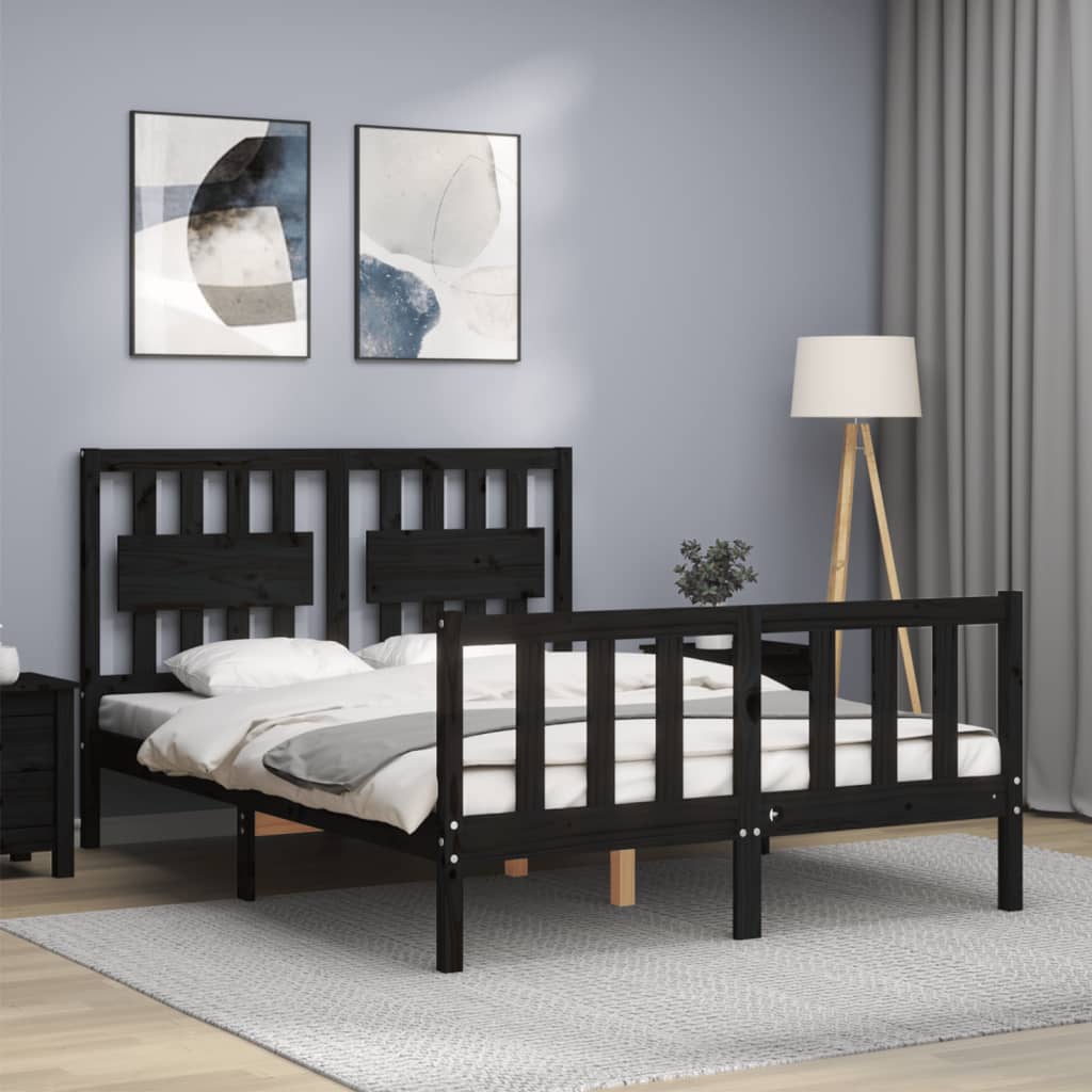 8720845975753_g_en_hd_2 vidaXL Bed Frame without Mattress Black 135x190 cm Solid Wood Pine - Image 4