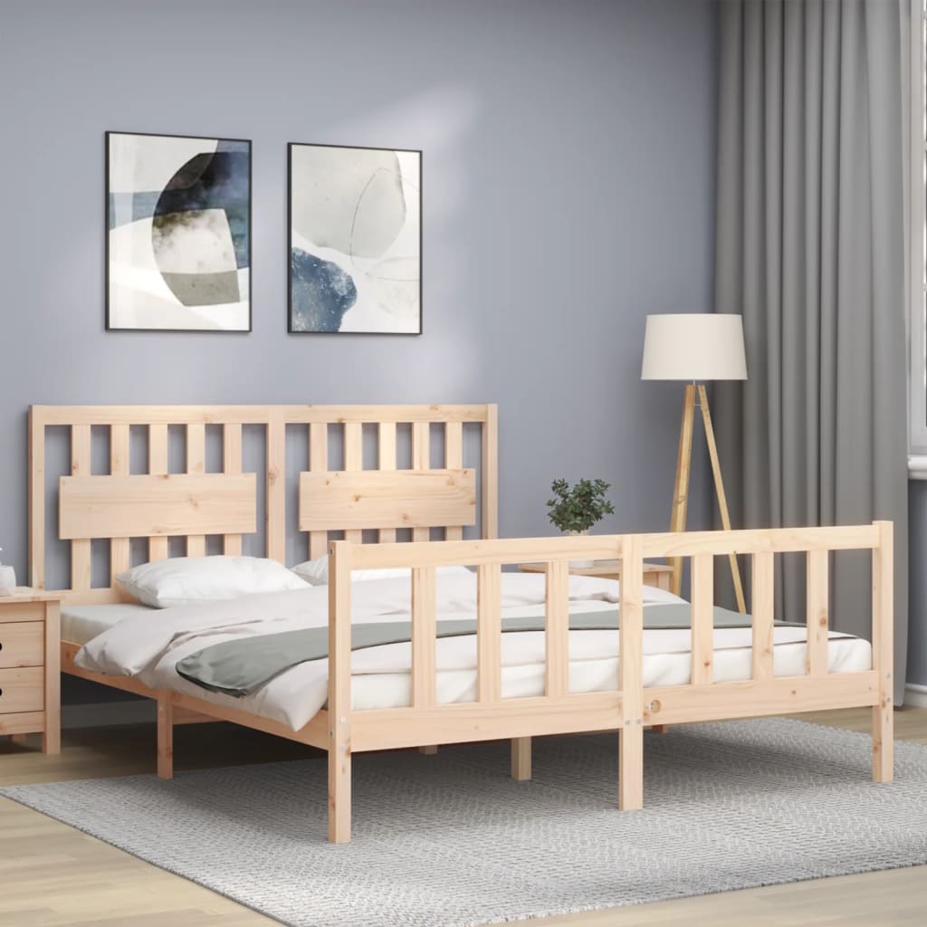 8720845976019_g_en_hd_1 vidaXL Bed Frame without Mattress 150x200 cm Solid Wood Pine - Image 3