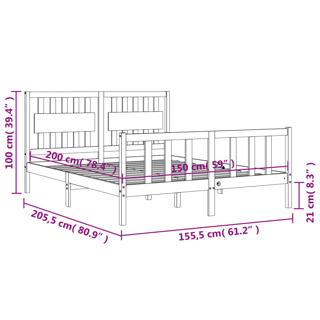 8720845976057_g_en_hd_10 vidaXL Bed Frame without Mattress Black 150x200 cm Solid Wood Pine - Image 12