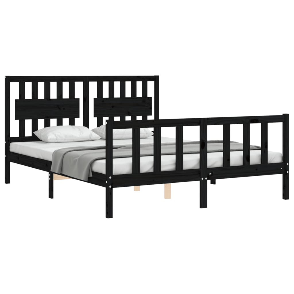 8720845976057_g_en_hd_2 vidaXL Bed Frame without Mattress Black 150x200 cm Solid Wood Pine - Image 4