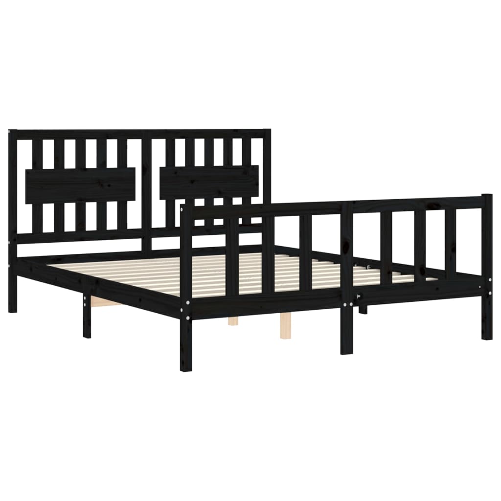 8720845976057_g_en_hd_3 vidaXL Bed Frame without Mattress Black 150x200 cm Solid Wood Pine - Image 5