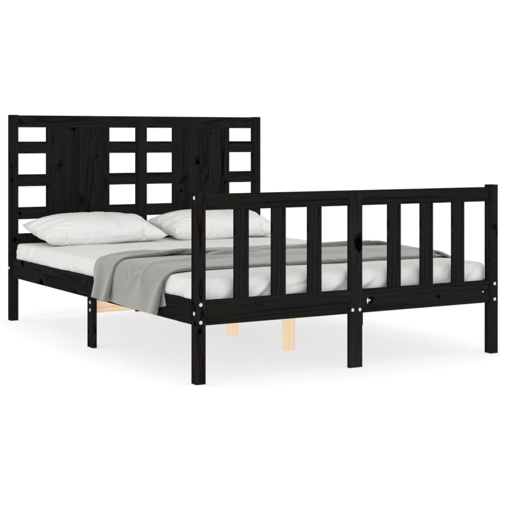 8720845979652_a_en_hd_1 vidaXL Bed Frame without Mattress Black 135x190 cm Solid Wood Pine - Image 2