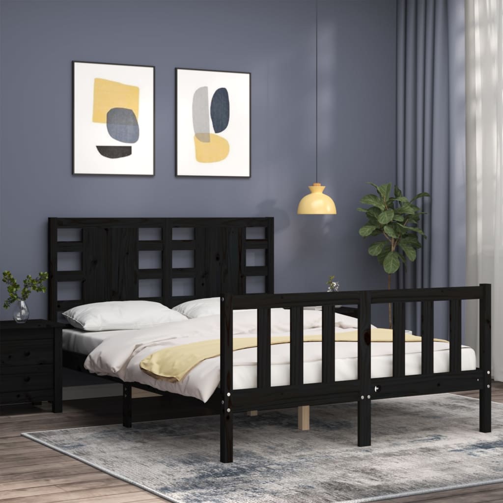 8720845979652_g_en_hd_1 vidaXL Bed Frame without Mattress Black 135x190 cm Solid Wood Pine - Image 3