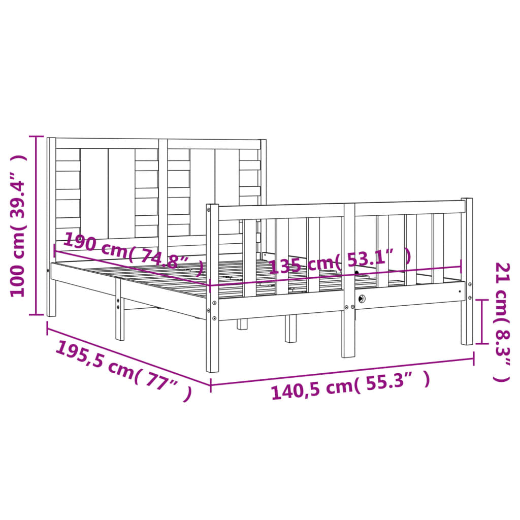 8720845979652_g_en_hd_10 vidaXL Bed Frame without Mattress Black 135x190 cm Solid Wood Pine - Image 12