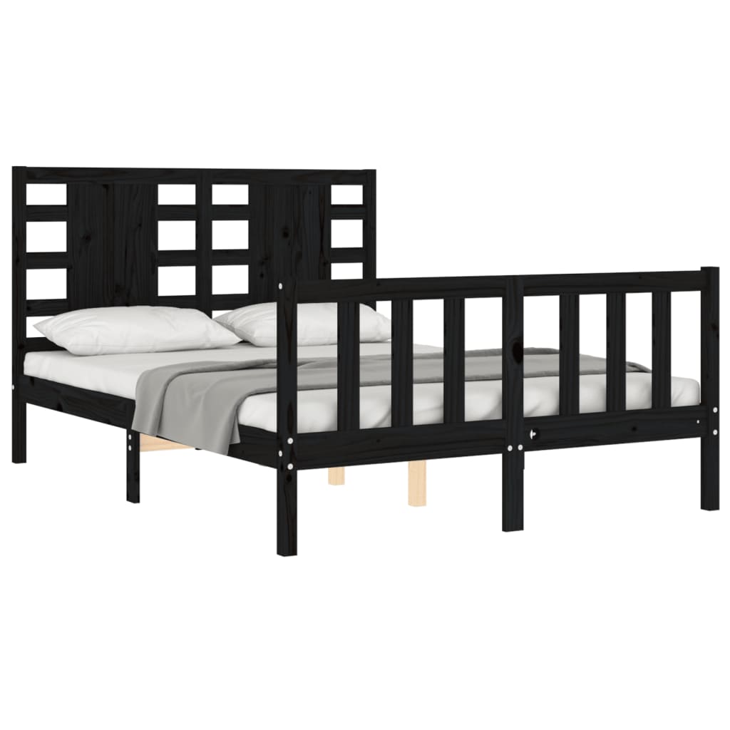 8720845979652_g_en_hd_2 vidaXL Bed Frame without Mattress Black 135x190 cm Solid Wood Pine - Image 4