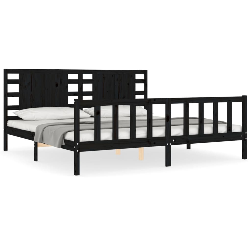8720845980054_a_en_hd_1 vidaXL Bed Frame without Mattress Black 183x203 cm King Solid Wood Pine - Image 2