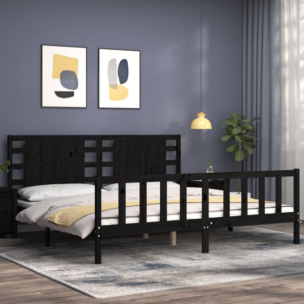 8720845980054_g_en_hd_1 vidaXL Bed Frame without Mattress Black 183x203 cm King Solid Wood Pine - Image 3