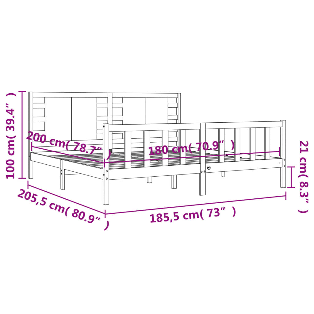8720845980054_g_en_hd_10 vidaXL Bed Frame without Mattress Black 183x203 cm King Solid Wood Pine - Image 12