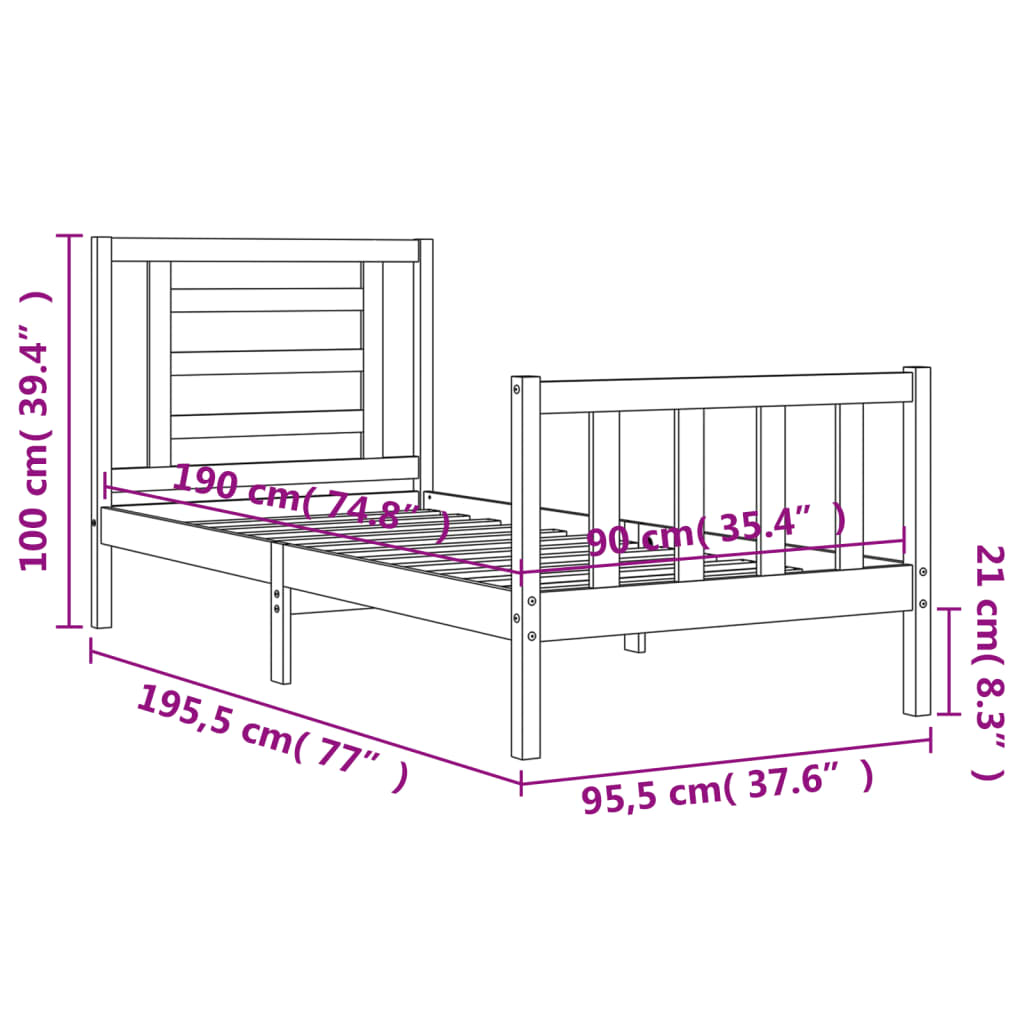 8720845980207_g_en_hd_10 vidaXL Bed Frame without Mattress Black 90x190 cm Solid Wood Pine - Image 12