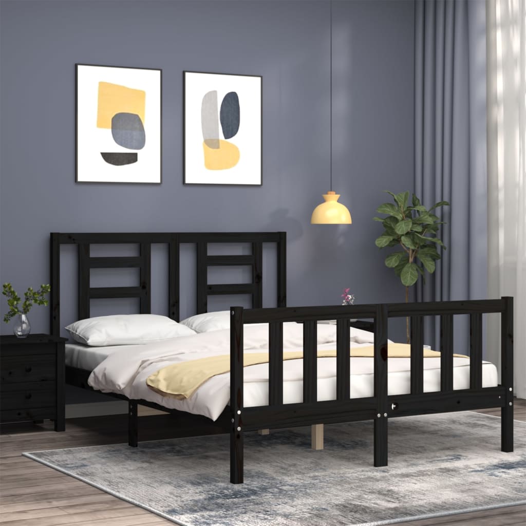 8720845980306_g_en_hd_1 vidaXL Bed Frame without Mattress Black 135x190 cm Solid Wood Pine - Image 3