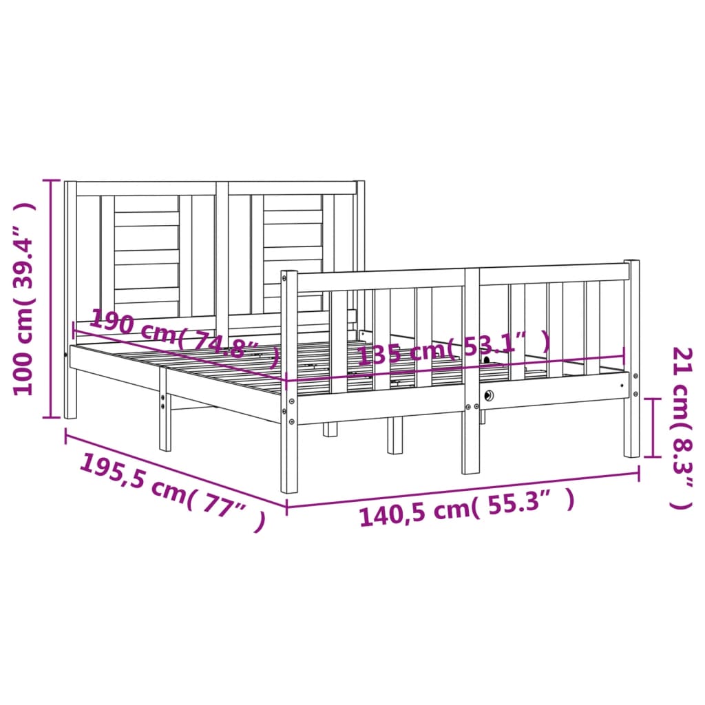 8720845980306_g_en_hd_10 vidaXL Bed Frame without Mattress Black 135x190 cm Solid Wood Pine - Image 12