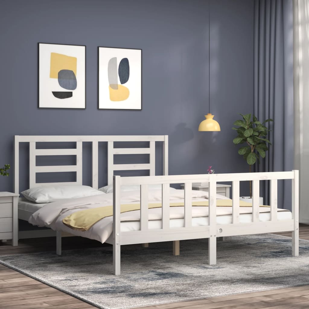 8720845980573_g_en_hd_1 vidaXL Bed Frame without Mattress White 150x200 cm Solid Wood Pine - Image 3