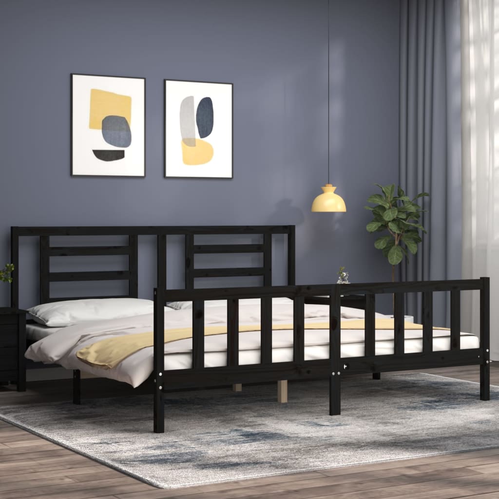 8720845980702_g_en_hd_1 vidaXL Bed Frame without Mattress Black 183x203 cm King Solid Wood Pine - Image 3