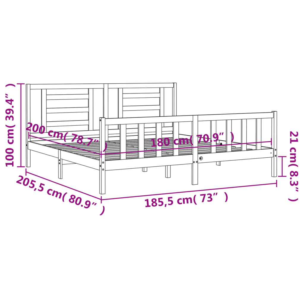8720845980702_g_en_hd_10 vidaXL Bed Frame without Mattress Black 183x203 cm King Solid Wood Pine - Image 12