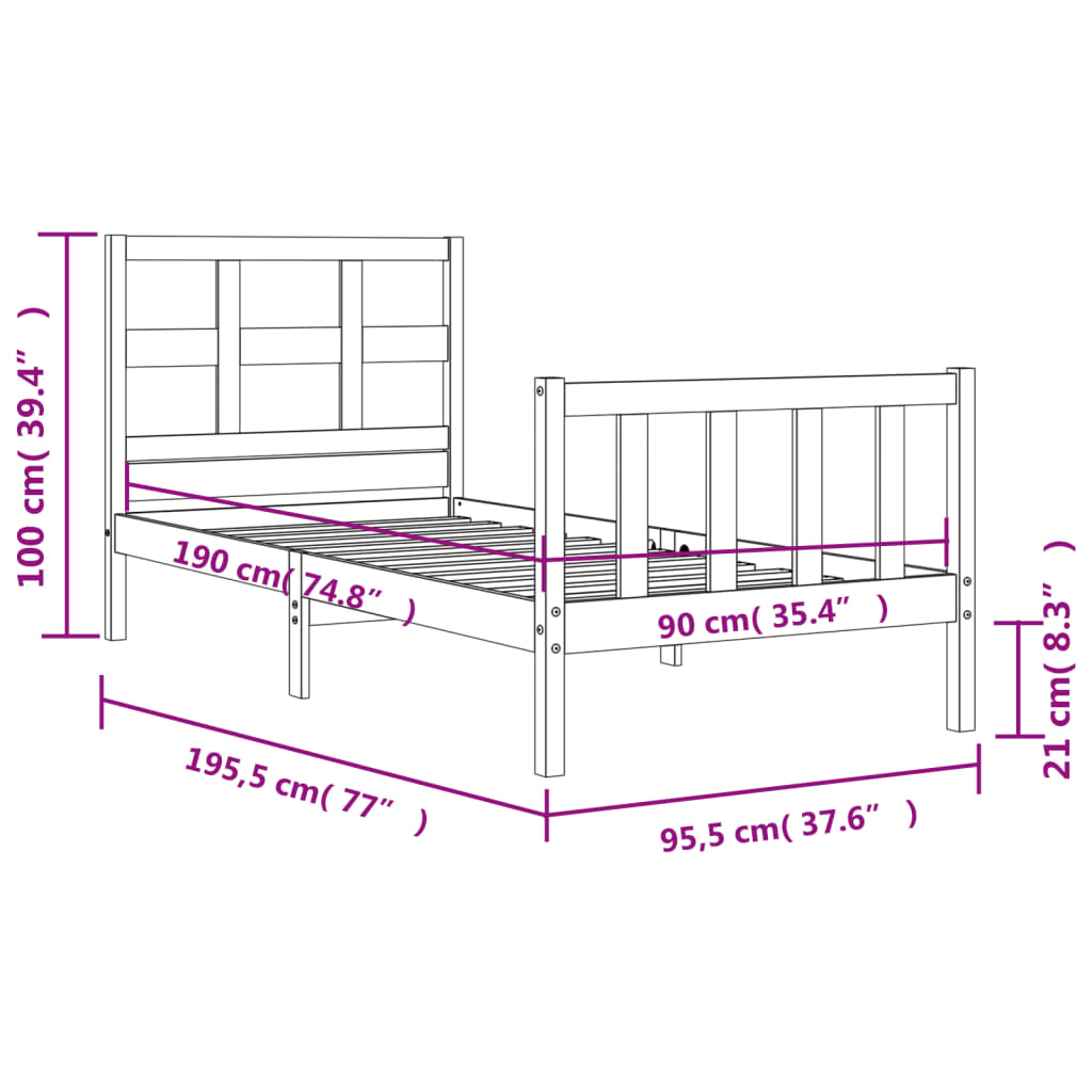8720845981501_g_en_hd_10 vidaXL Bed Frame without Mattress Black 90x190 cm Solid Wood Pine - Image 12