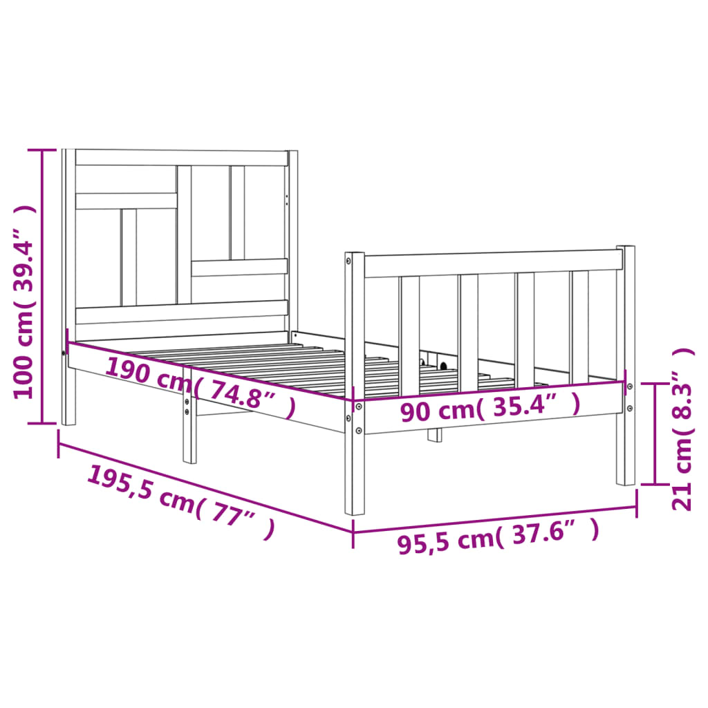 8720845982805_g_en_hd_10 vidaXL Bed Frame without Mattress Black 90x190 cm Solid Wood Pine - Image 12