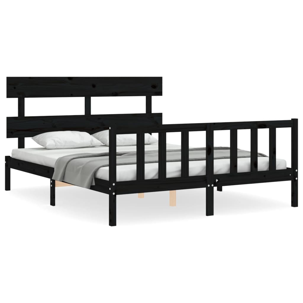 8720845984502_a_en_hd_1 vidaXL Bed Frame without Mattress Black 150x200 cm Solid Wood Pine - Image 2