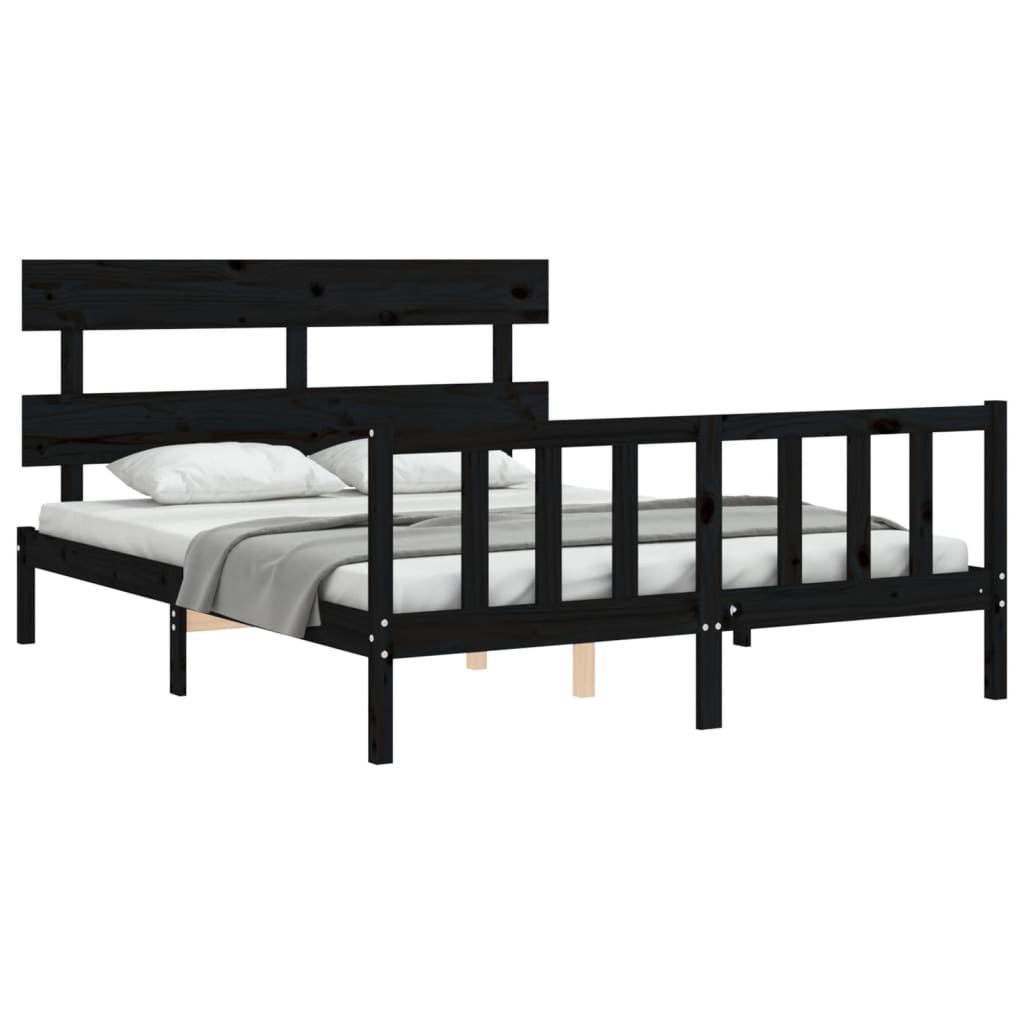 8720845984502_g_en_hd_2 vidaXL Bed Frame without Mattress Black 150x200 cm Solid Wood Pine - Image 4