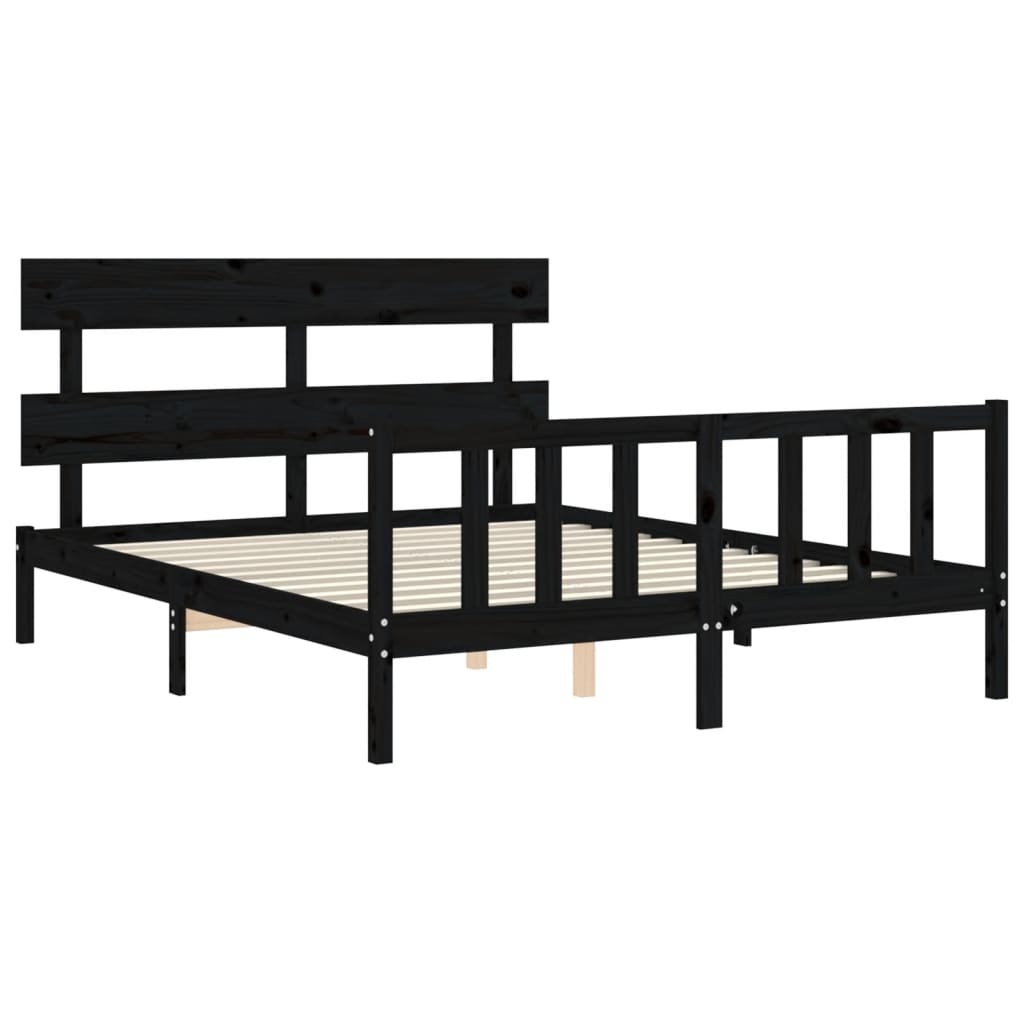 8720845984502_g_en_hd_3 vidaXL Bed Frame without Mattress Black 150x200 cm Solid Wood Pine - Image 5