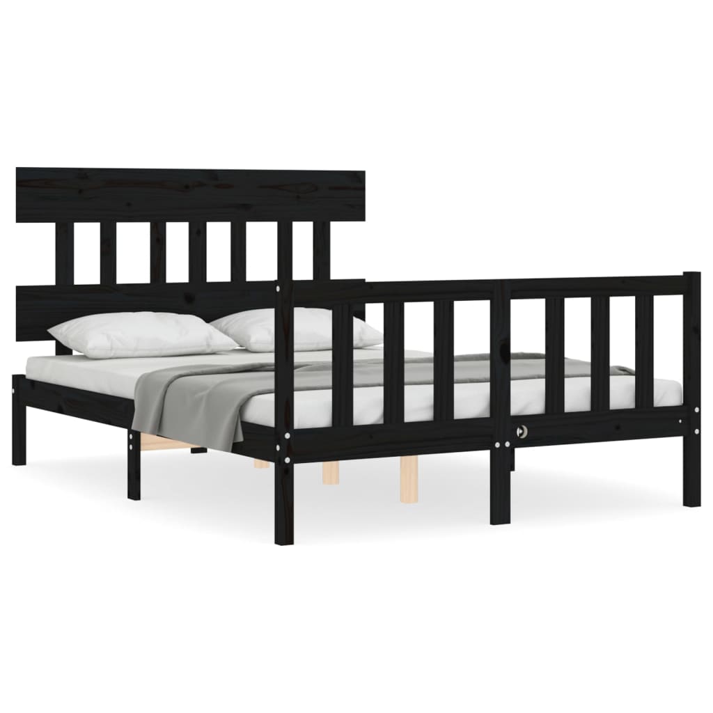 8720845984854_a_en_hd_1 vidaXL Bed Frame without Mattress Black 135x190 cm Solid Wood Pine - Image 2